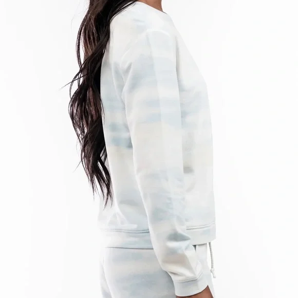 Rachel Parcell Lounge Set Fleece Joggers Crewneck Sweatshirt Blue Cloud - Picture 7 of 10